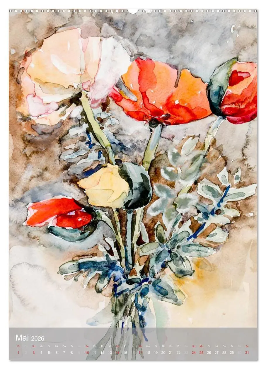 Bild: 9783516431209 | Karl Sock Blumenaquarelle (hochwertiger Premium Wandkalender 2026...