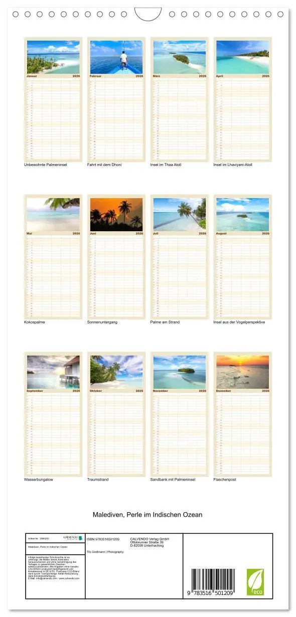 Bild: 9783516501209 | Familienplaner 2026 - Malediven, Perle im Indischen Ozean mit 5...