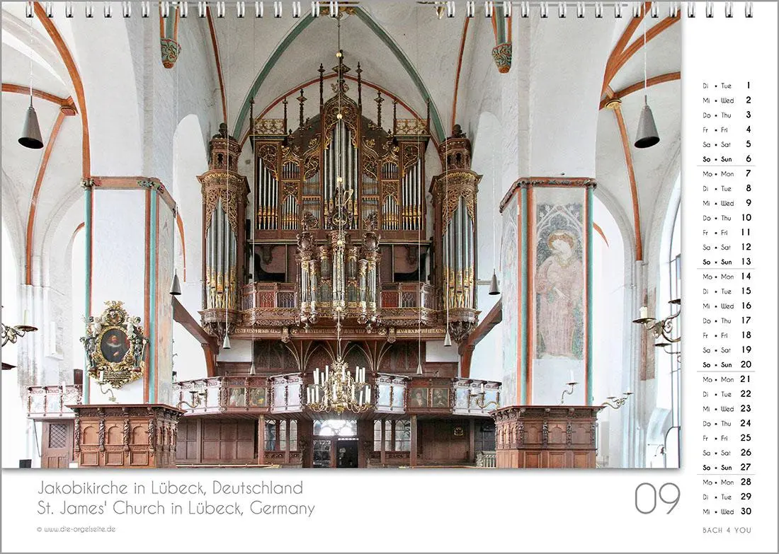 Bild: 9783969031209 | Der Orgelkalender, ein Musik-Kalender 2026, DIN A3 | Peter Bach Jr.