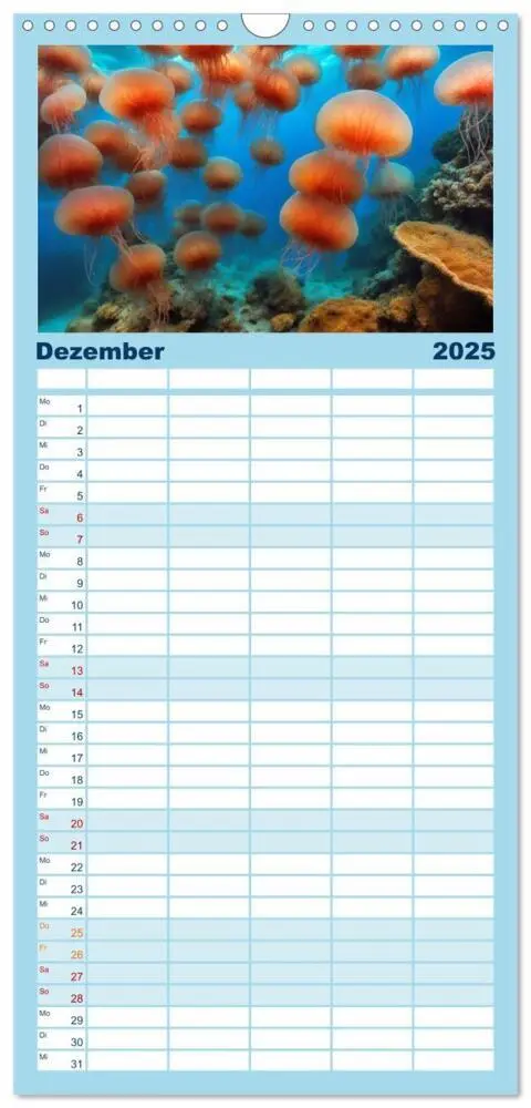 Bild: 9783457191309 | Familienplaner 2025 - Tief unten im Meer Unterwasser Fantasy mit 5...