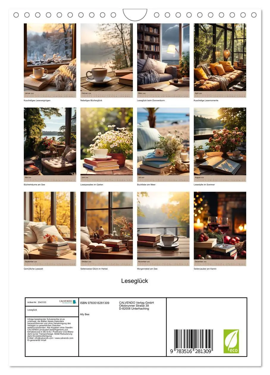 Bild: 9783516281309 | Leseglück (Wandkalender 2026 DIN A4 hoch), CALVENDO Monatskalender