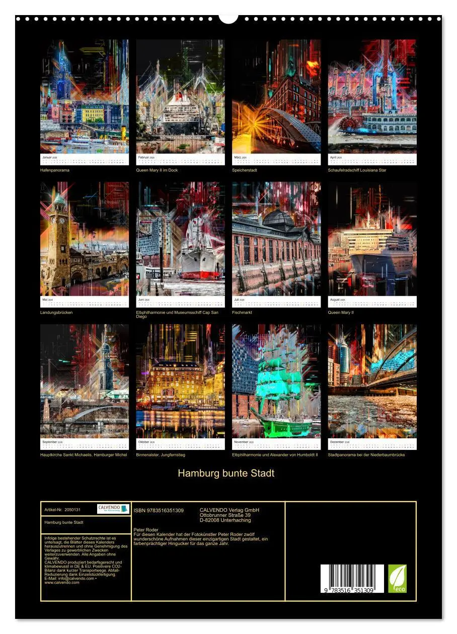 Bild: 9783516351309 | Hamburg bunte Stadt (hochwertiger Premium Wandkalender 2026 DIN A2...