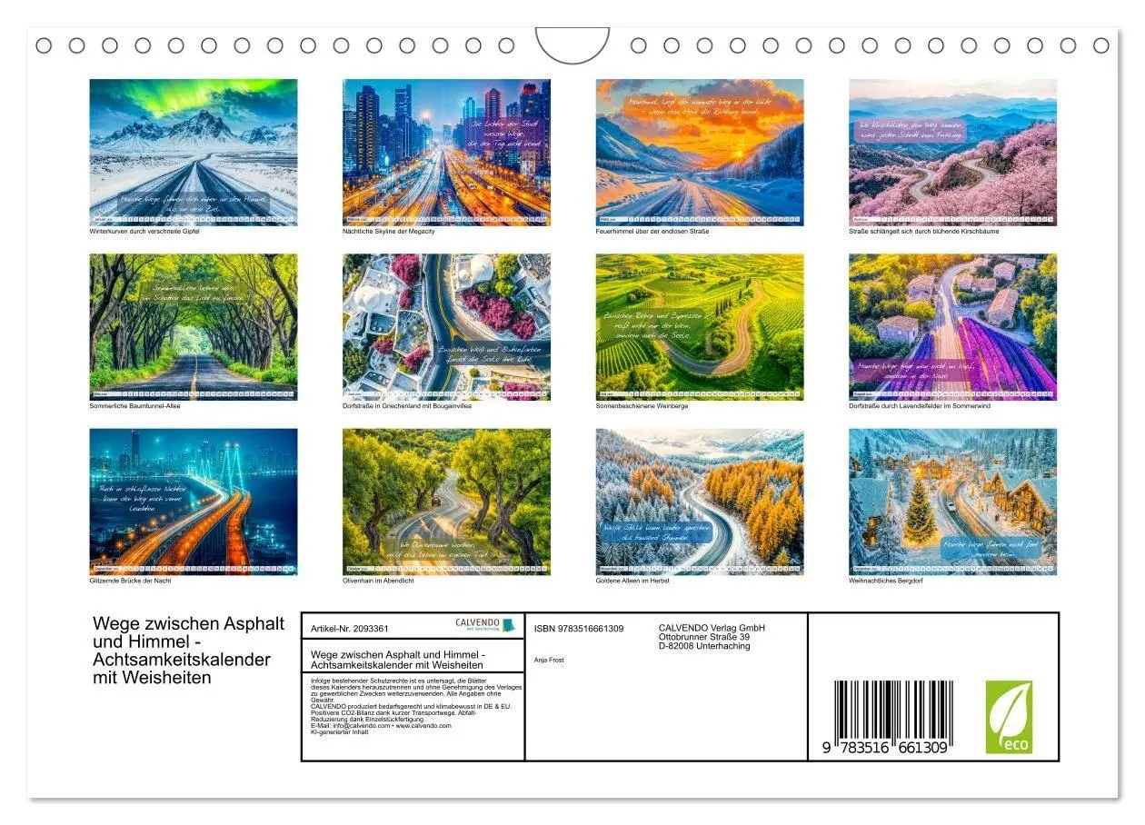 Bild: 9783516661309 | Wege zwischen Asphalt und Himmel - Achtsamkeitskalender mit...