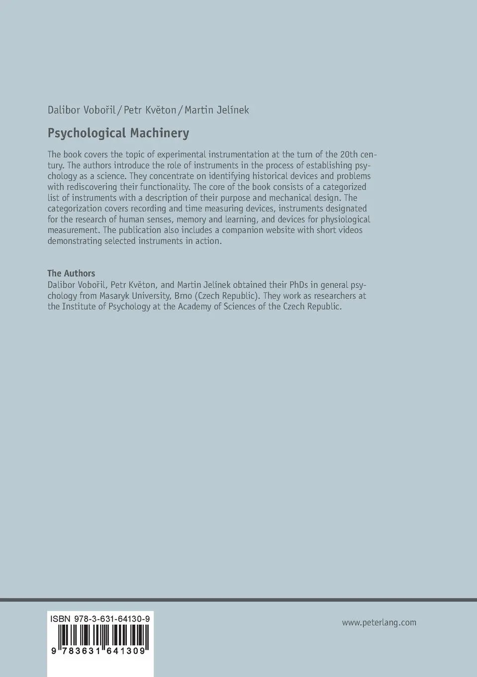 Rückseite: 9783631641309 | Psychological Machinery | Dalibor Voboril (u. a.) | Taschenbuch | 2014