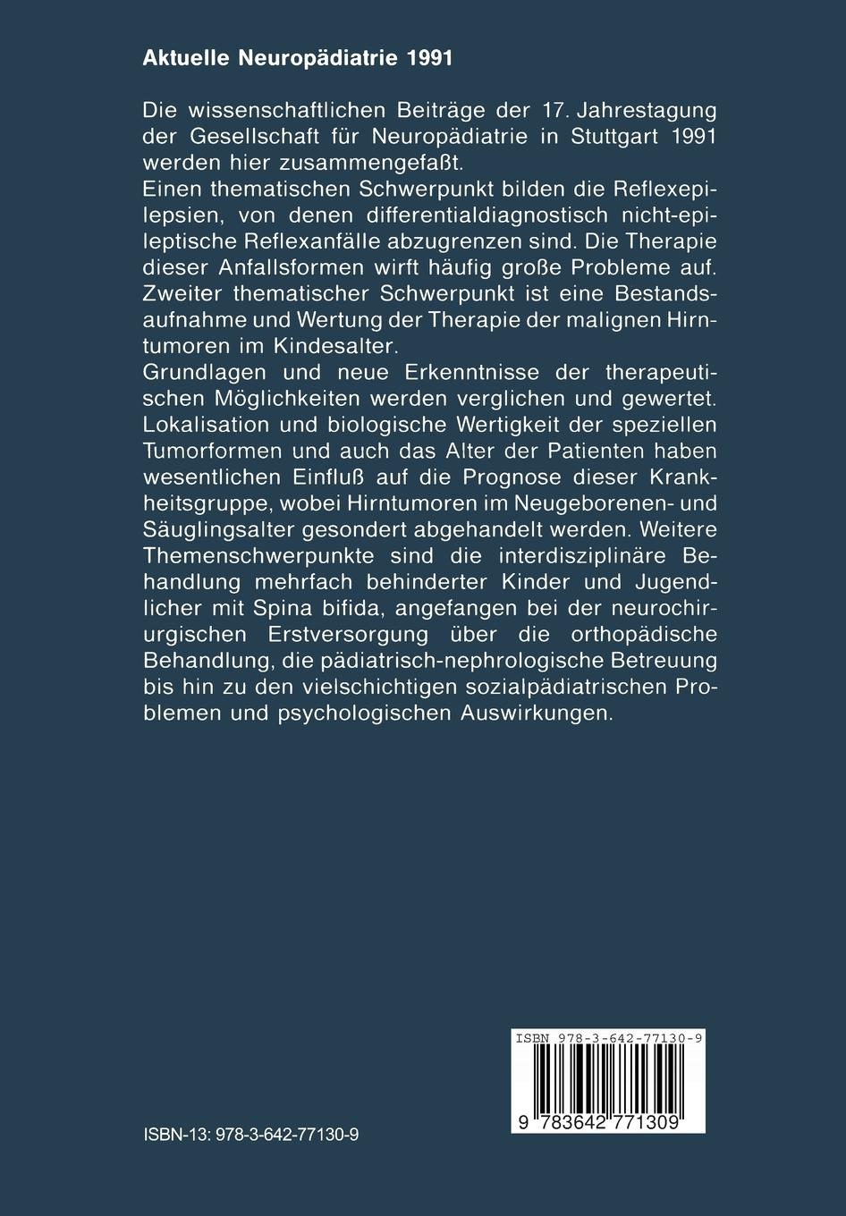 Rückseite: 9783642771309 | Aktuelle Neuropädiatrie 1991 | Burkhard Köhler (u. a.) | Taschenbuch