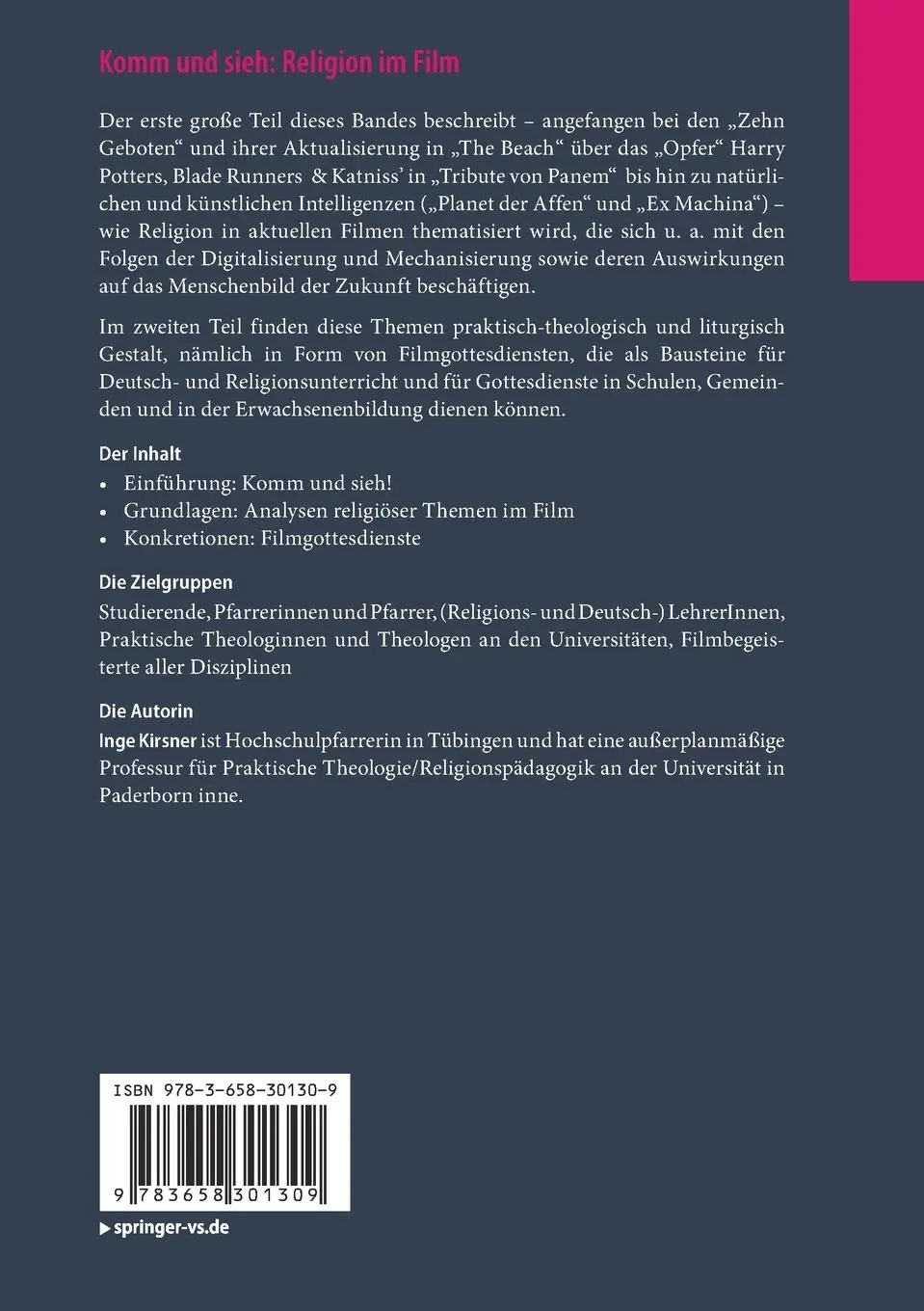 Rückseite: 9783658301309 | Komm und sieh: Religion im Film | Analysen und Modelle | Inge Kirsner