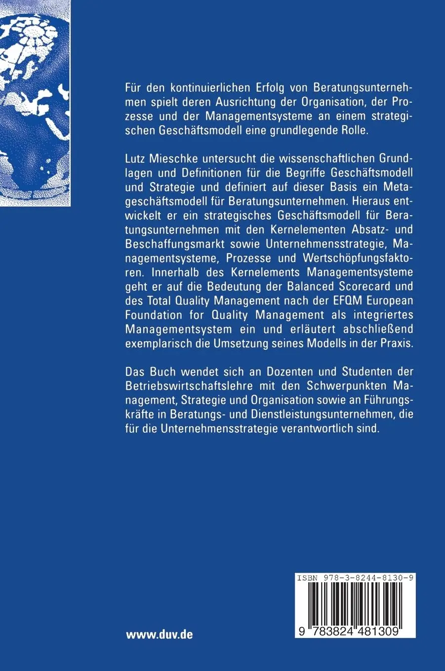 Rückseite: 9783824481309 | Strategisches Geschäftsmodell der Informationstechnologieberatung