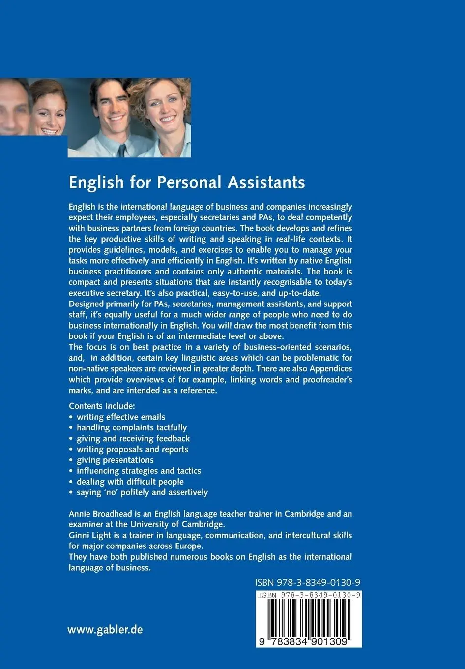 Rückseite: 9783834901309 | English for Personal Assistants | Ginnette Light (u. a.) | Taschenbuch