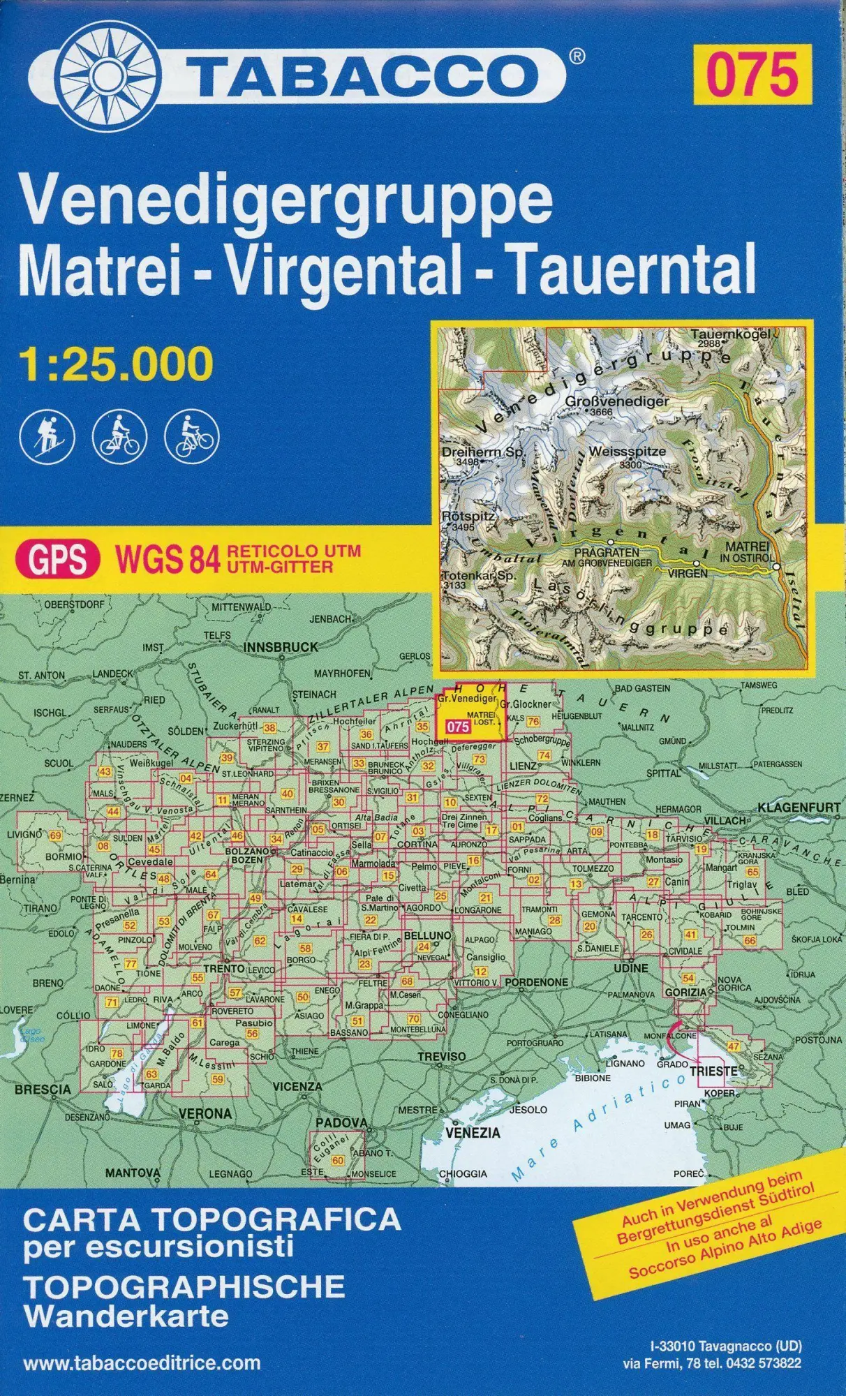 Cover: 9788883151309 | Venedigergruppe 1:25 000 | (Land-)Karte | Tabacco Wanderkarte | 2020