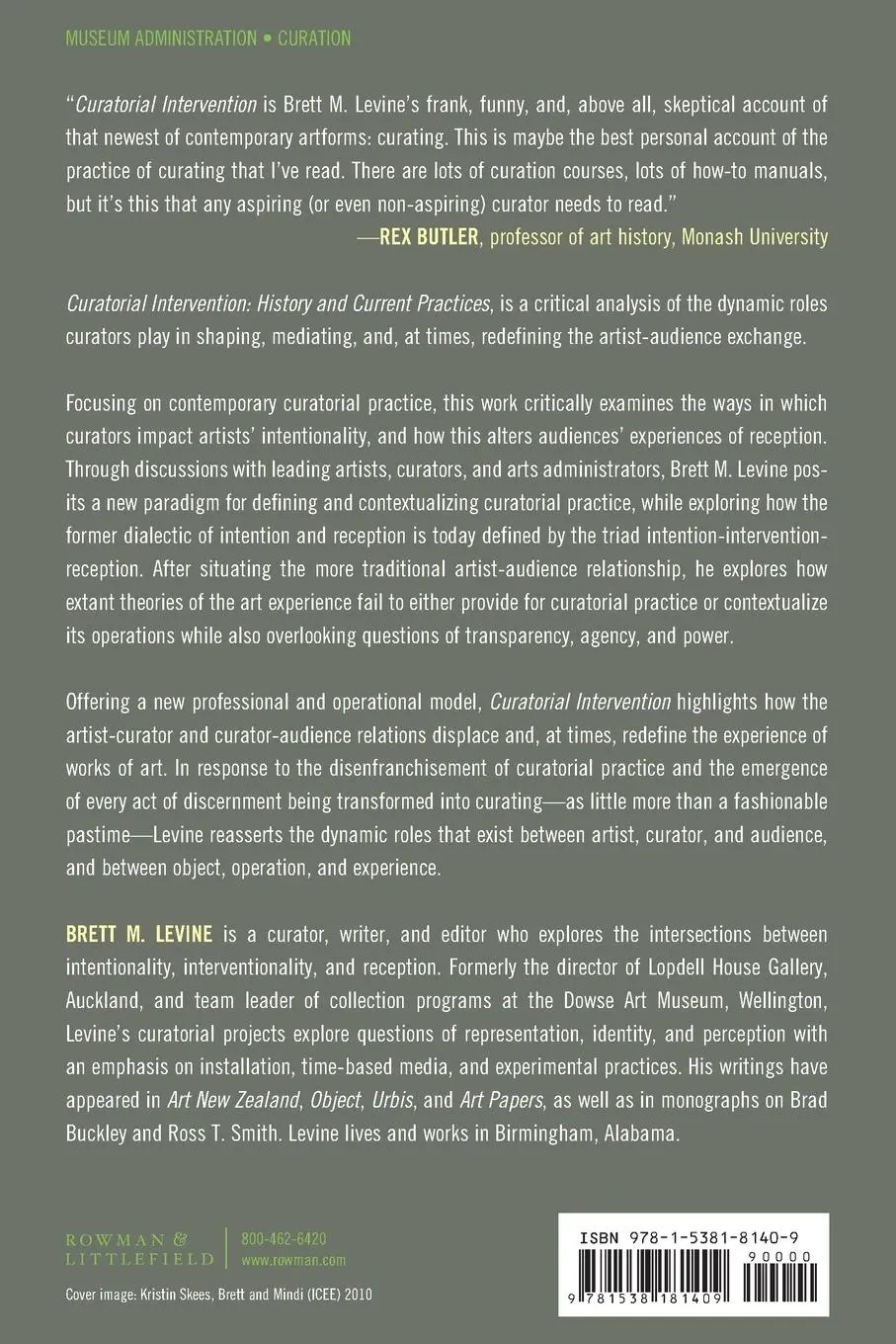 Rückseite: 9781538181409 | Curatorial Intervention | History and Current Practices | Levine