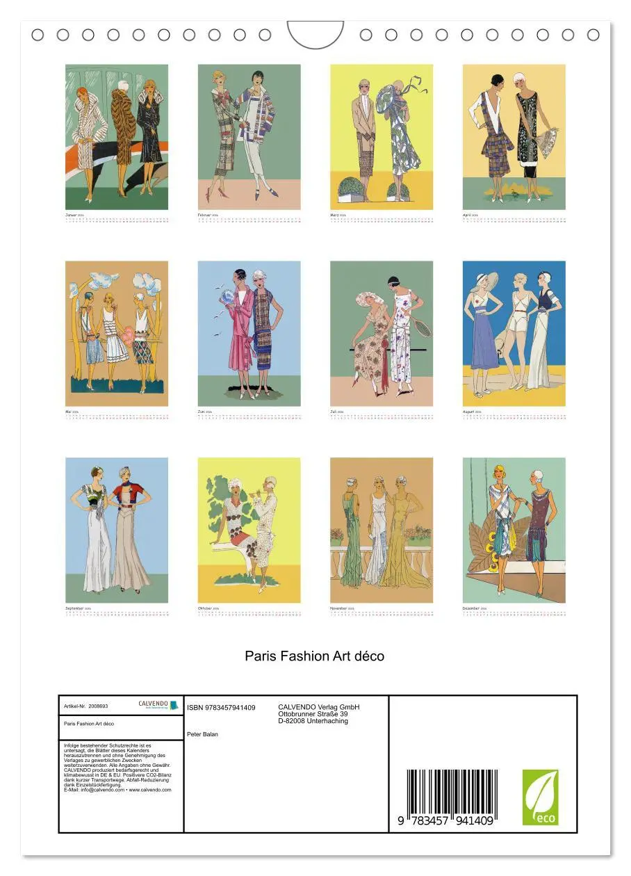 Bild: 9783457941409 | Paris Fashion Art déco (Wandkalender 2026 DIN A4 hoch), CALVENDO...