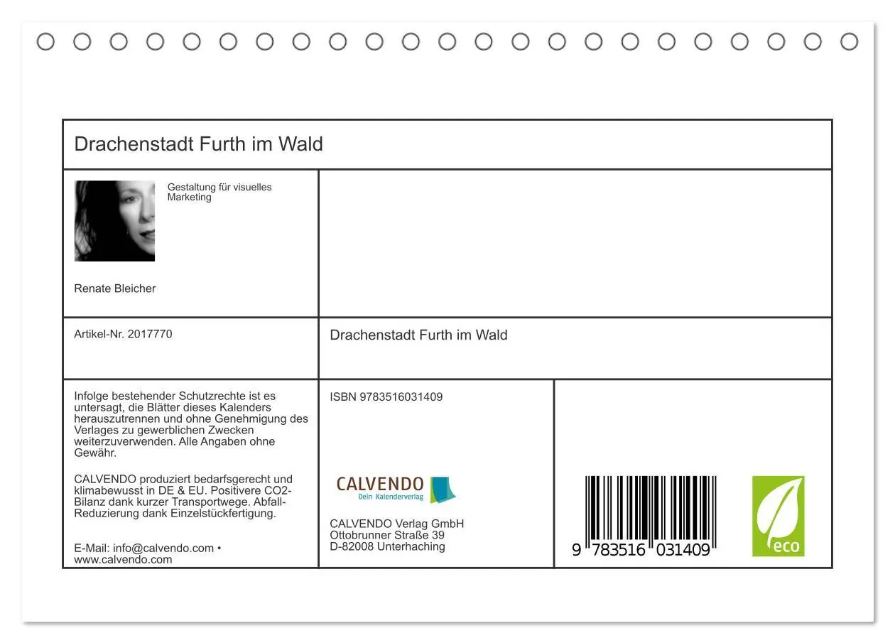 Bild: 9783516031409 | Drachenstadt Furth im Wald (Tischkalender 2026 DIN A5 quer),...