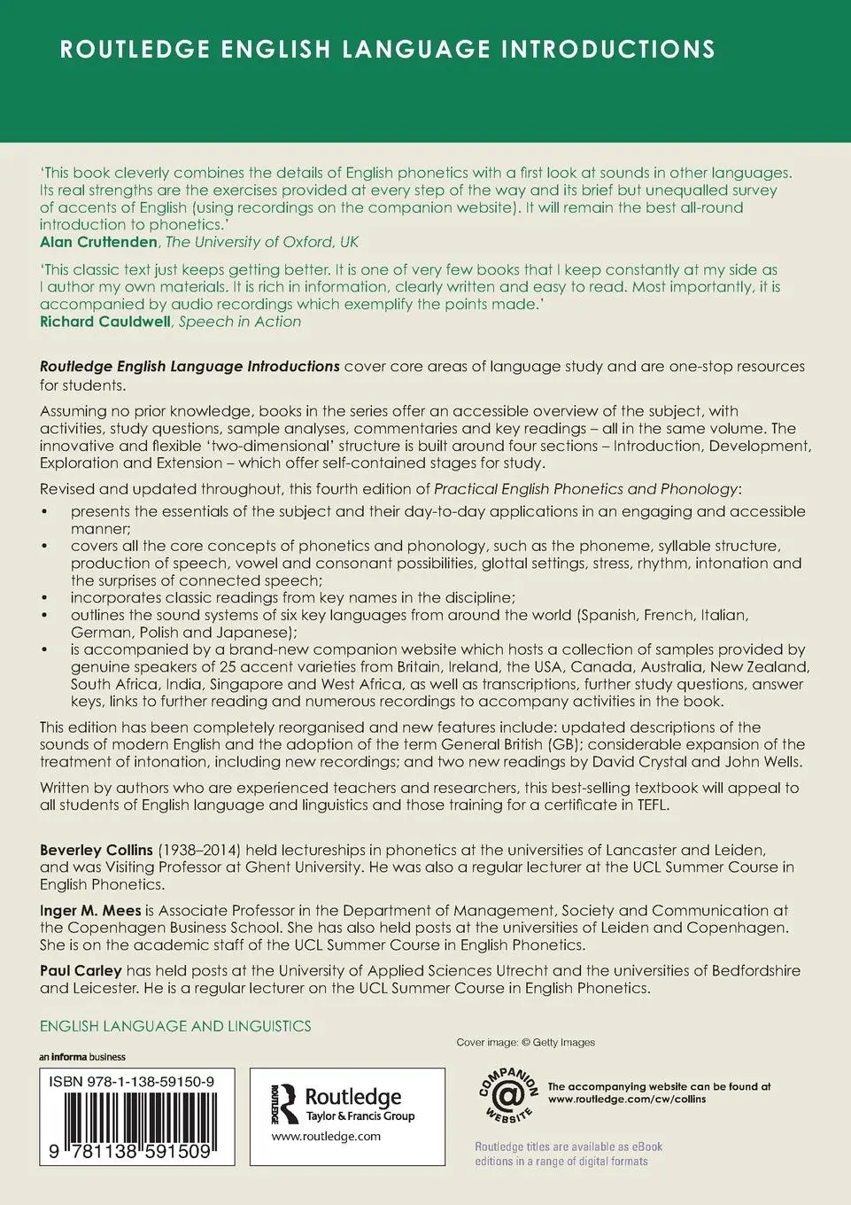 Rückseite: 9781138591509 | Practical English Phonetics and Phonology | Beverley Collins (u. a.)