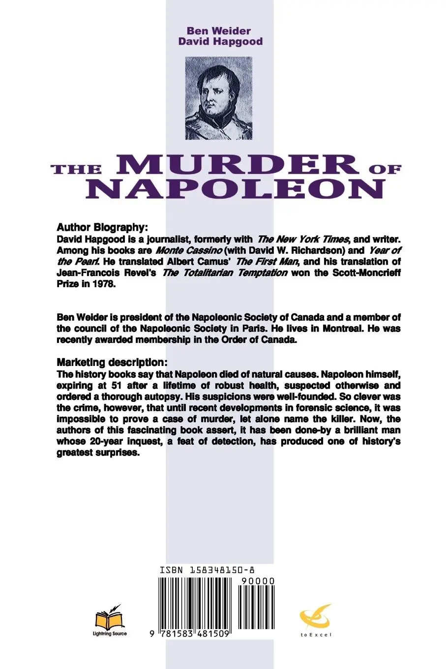 Rückseite: 9781583481509 | The Murder of Napoleon | Ben Weider (u. a.) | Taschenbuch | Englisch