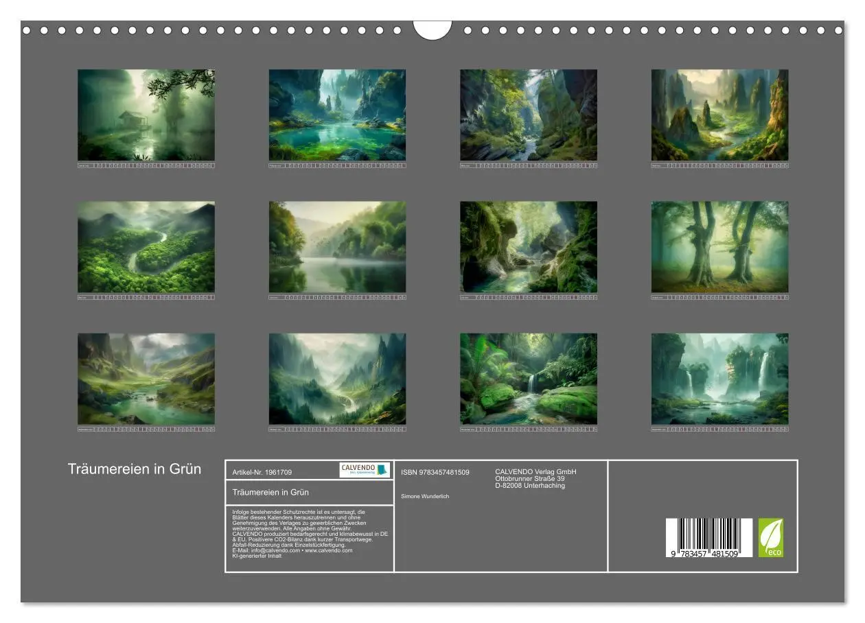 Bild: 9783457481509 | Träumereien in Grün (Wandkalender 2026 DIN A3 quer), CALVENDO...