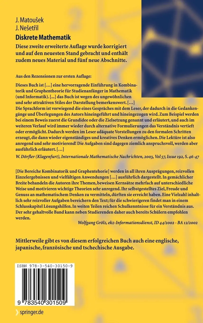 Rückseite: 9783540301509 | Diskrete Mathematik | Eine Entdeckungsreise | Jaroslav Ne¿etril | Buch