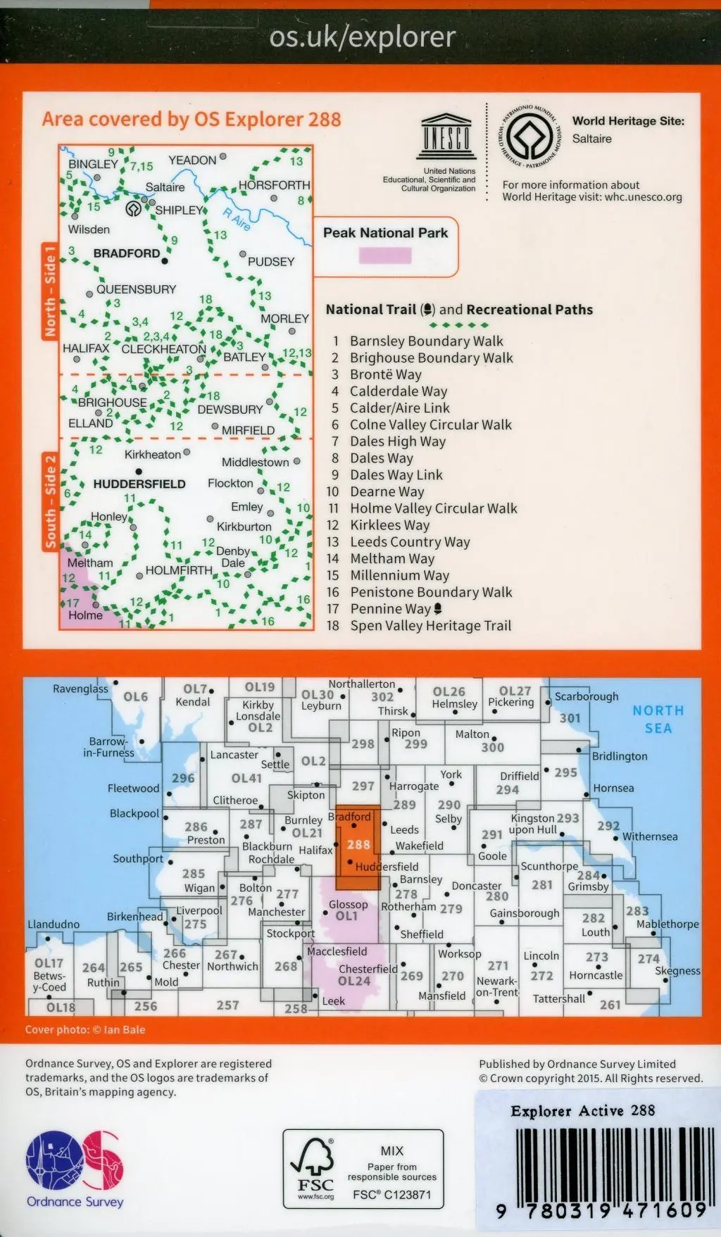 Bild: 9780319471609 | Bradford and Huddersfield | Ordnance Survey | (Land-)Karte | Englisch