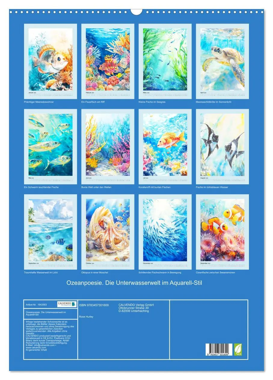 Bild: 9783457301609 | Ozeanpoesie. Die Unterwasserwelt im Aquarell-Stil (Wandkalender...