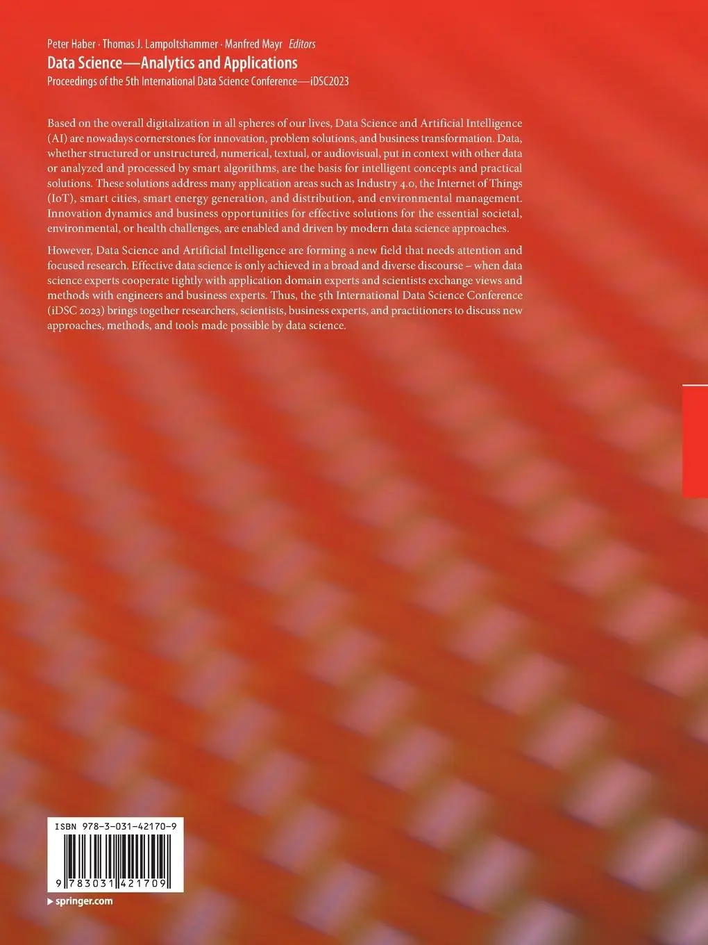 Rückseite: 9783031421709 | Data Science-Analytics and Applications | Peter Haber (u. a.) | Buch