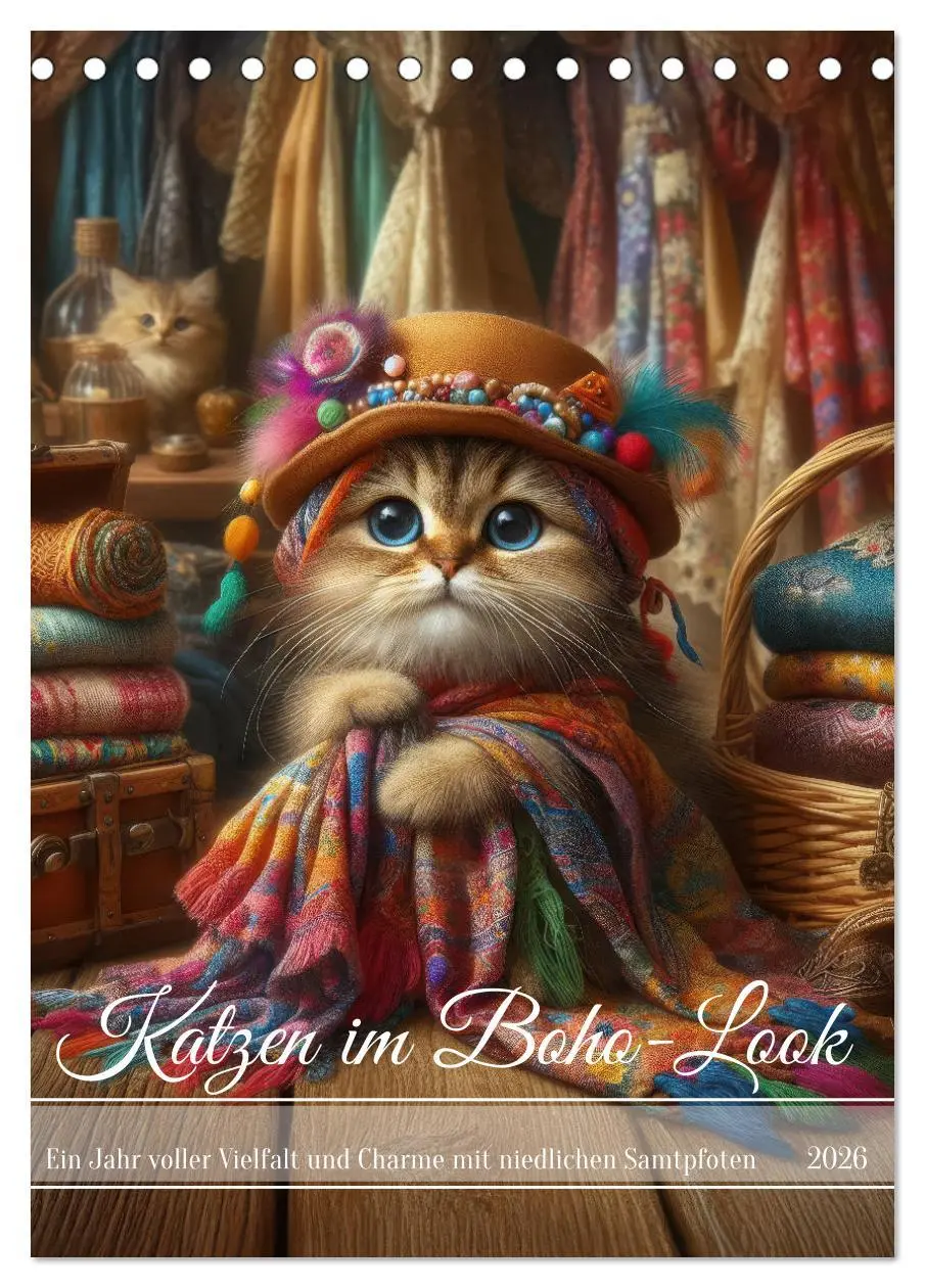 Cover: 9783516241709 | Katzen im Boho-Look - Ein Jahr voller Vielfalt und Charme mit...