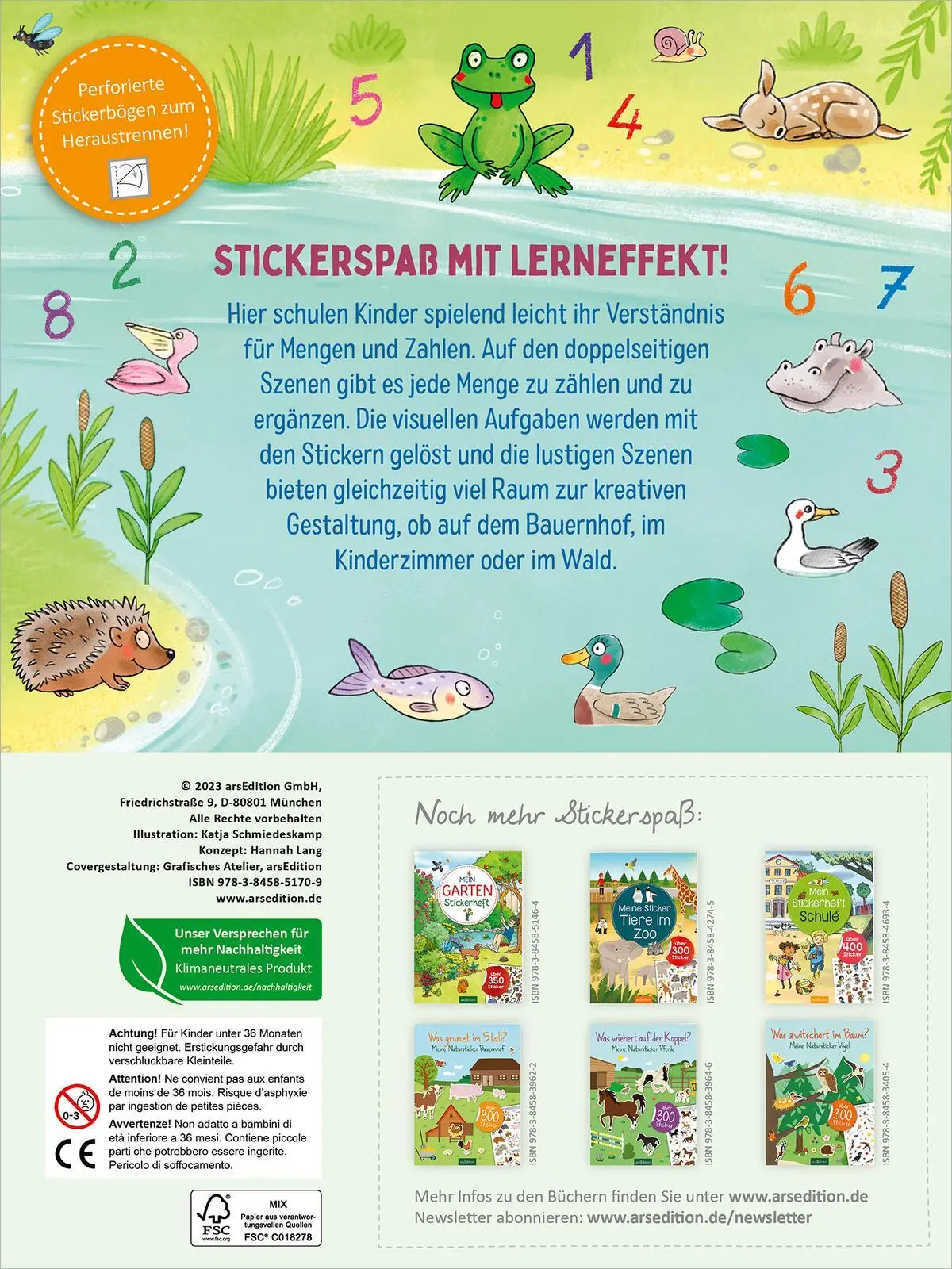 Rückseite: 9783845851709 | Stickern &amp; Lernen - Erste Zahlen | Katja Schmiedeskamp | Taschenbuch