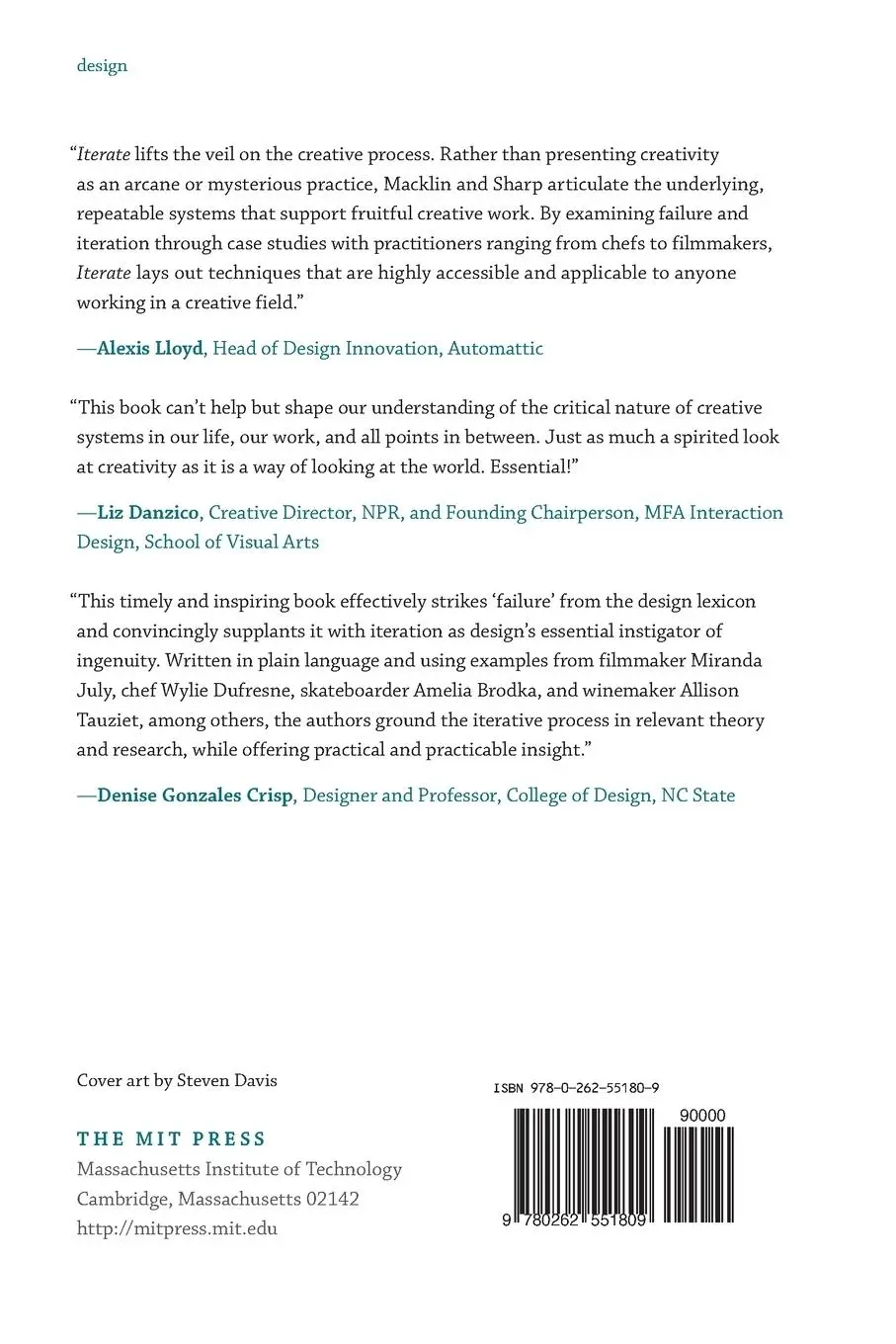 Rückseite: 9780262551809 | Iterate | Ten Lessons in Design and Failure | John Sharp (u. a.)