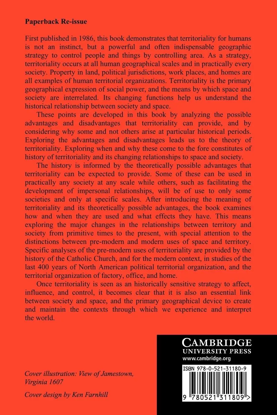 Rückseite: 9780521311809 | Human Territoriality | Its Theory and History | Robert David Sack