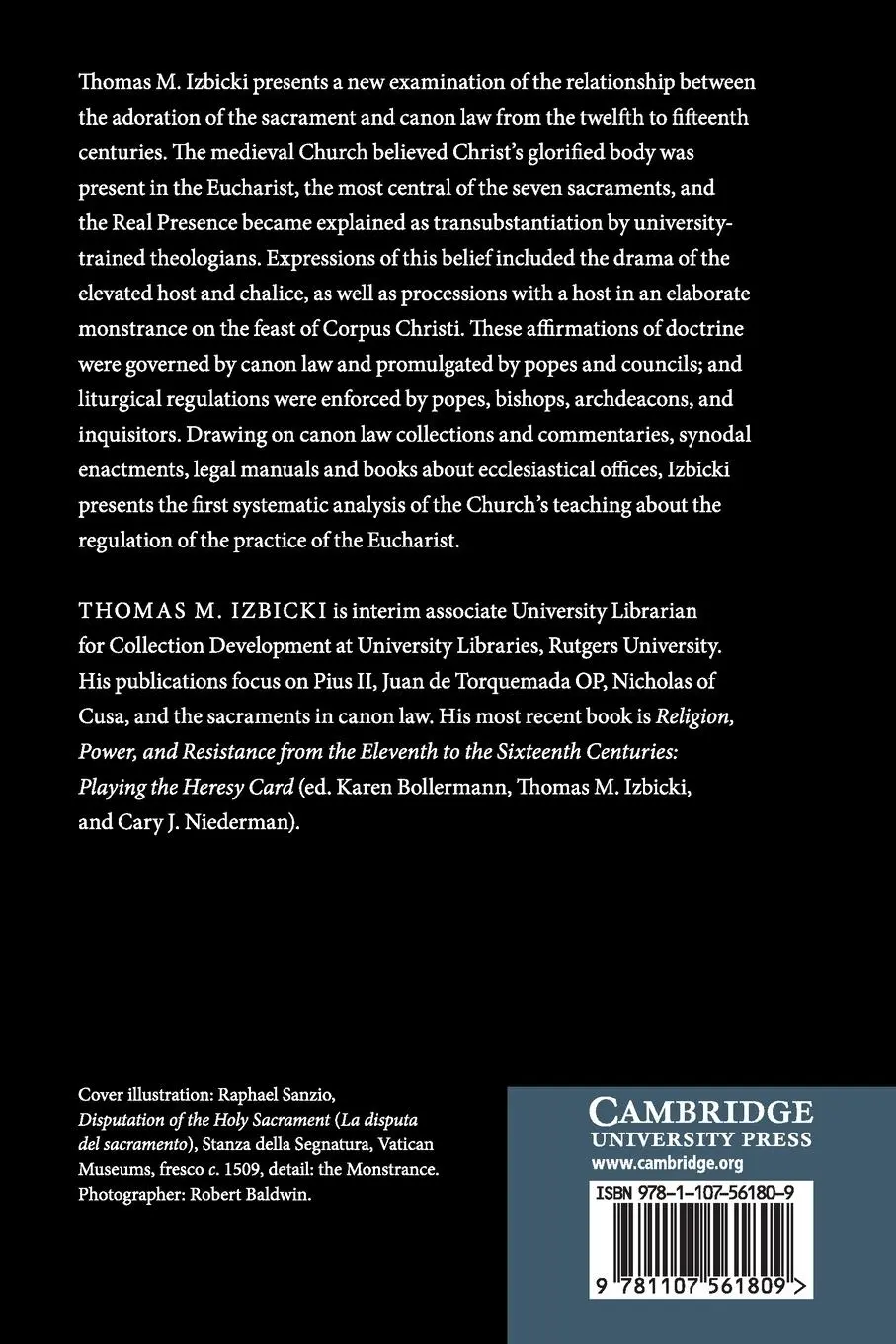 Rückseite: 9781107561809 | The Eucharist in Medieval Canon Law | Thomas Izbicki | Taschenbuch