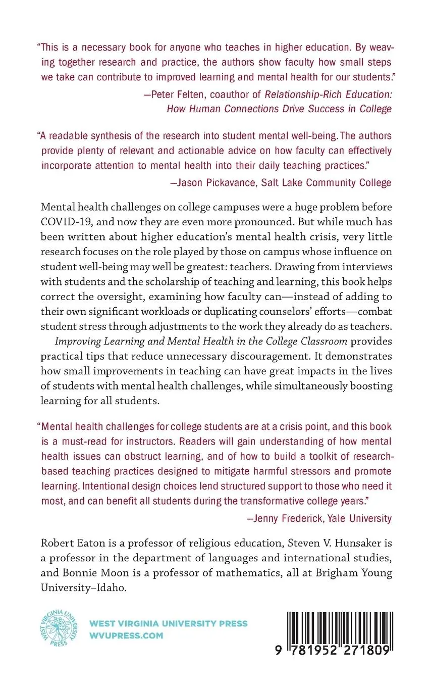 Rückseite: 9781952271809 | Improving Learning and Mental Health in the College Classroom | Buch