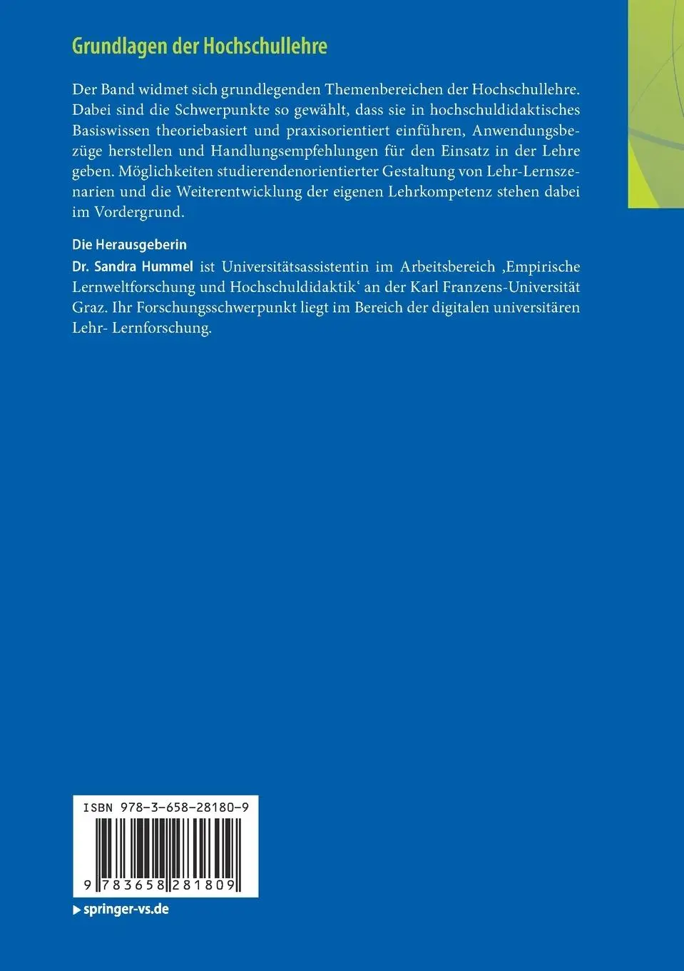 Rückseite: 9783658281809 | Grundlagen der Hochschullehre | Teaching in Higher Education | Hummel