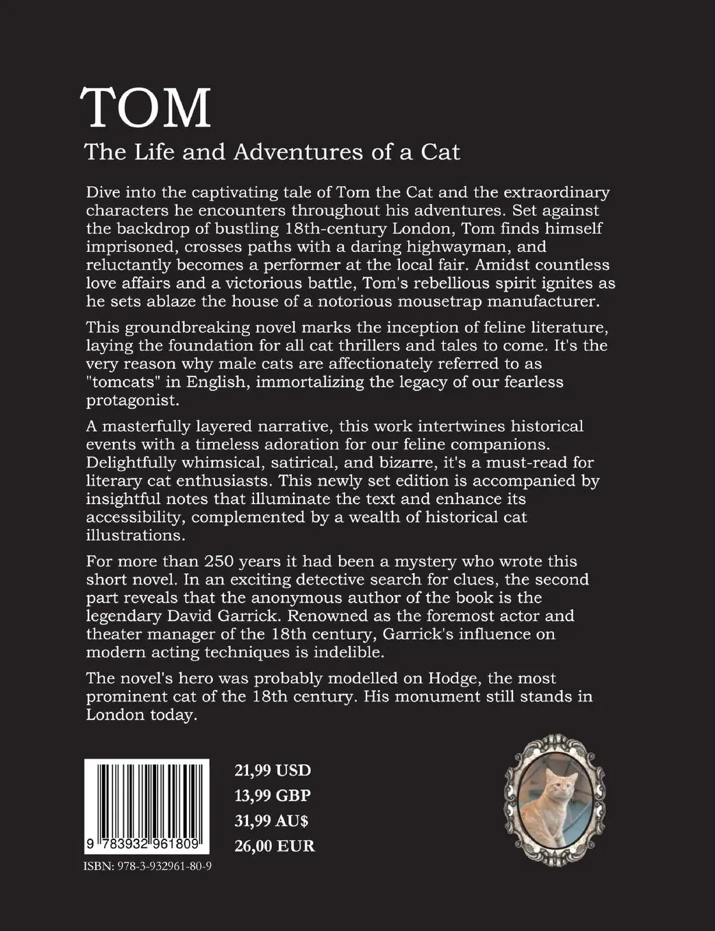Rückseite: 9783932961809 | Tom The Life and Aventures of a Cat | David Garrick (u. a.) | Buch