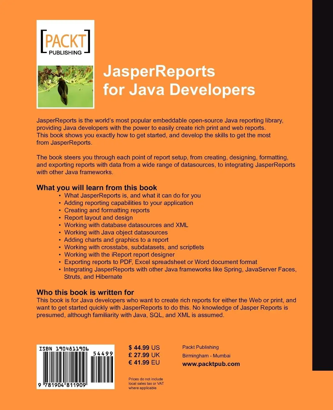 Rückseite: 9781904811909 | Jasperreports | Reporting for Java Developers | David Heffelfinger