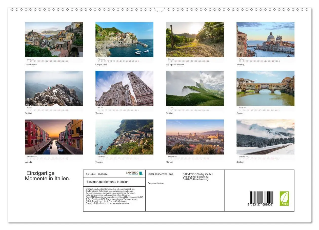 Bild: 9783457681909 | Einzigartige Momente in Italien. (hochwertiger Premium Wandkalender...