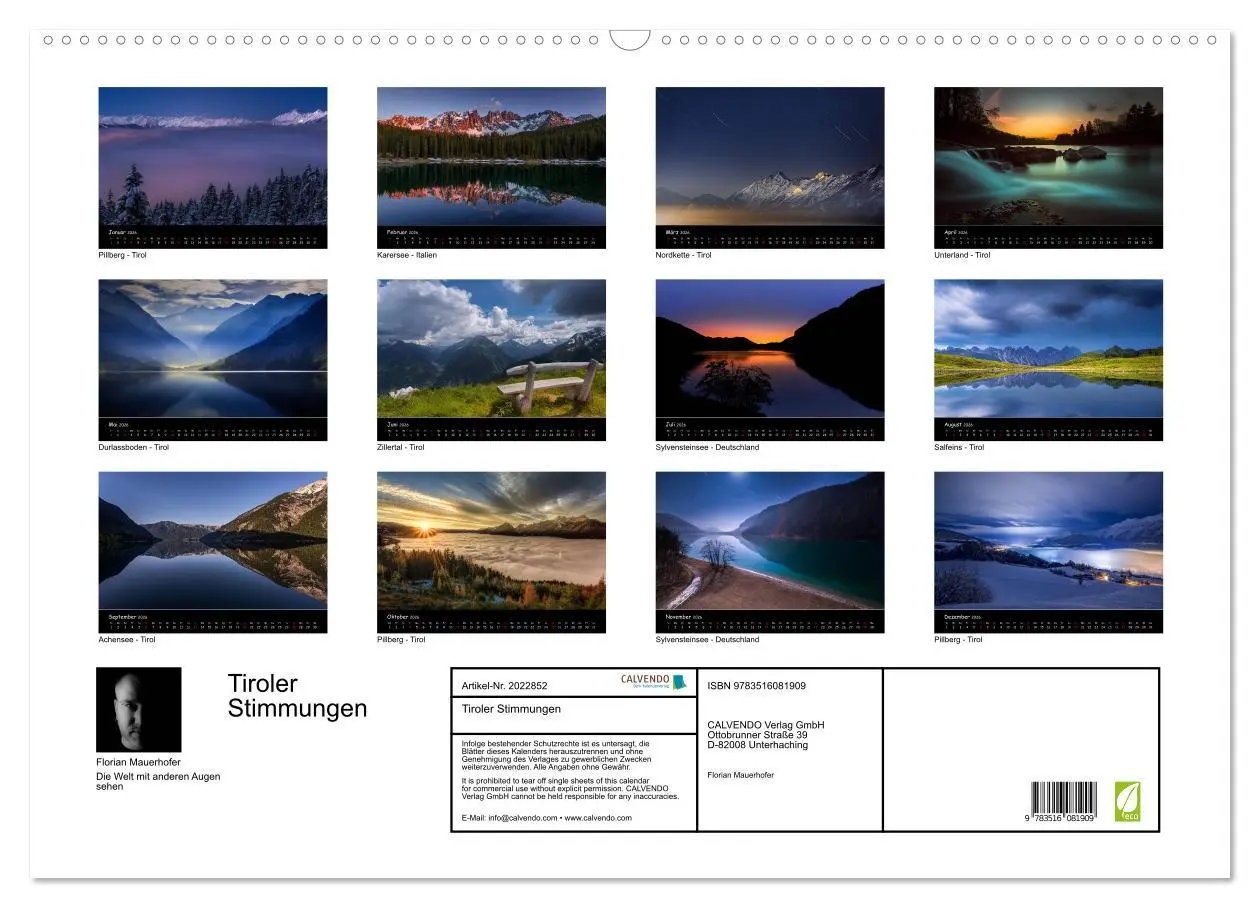 Bild: 9783516081909 | Tiroler Stimmungen (Wandkalender 2026 DIN A2 quer), CALVENDO...