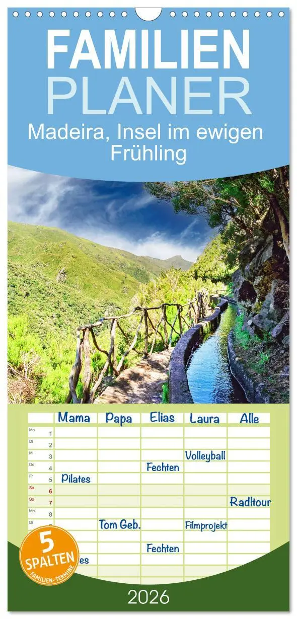 Cover: 9783516601909 | Familienplaner 2026 - Madeira, Insel im ewigen Frühling mit 5...