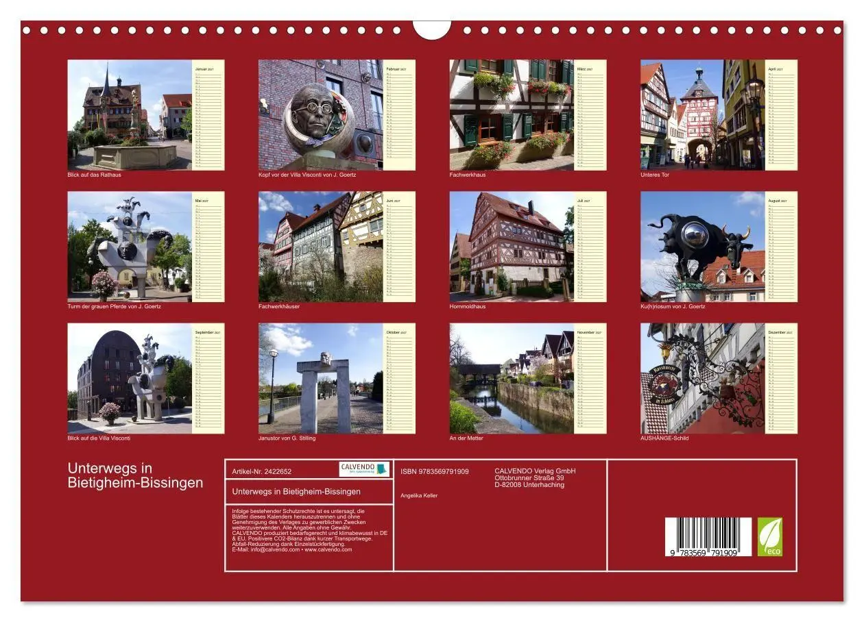 Bild: 9783569791909 | Unterwegs in Bietigheim-Bissingen (Wandkalender 2027 DIN A3 quer),...