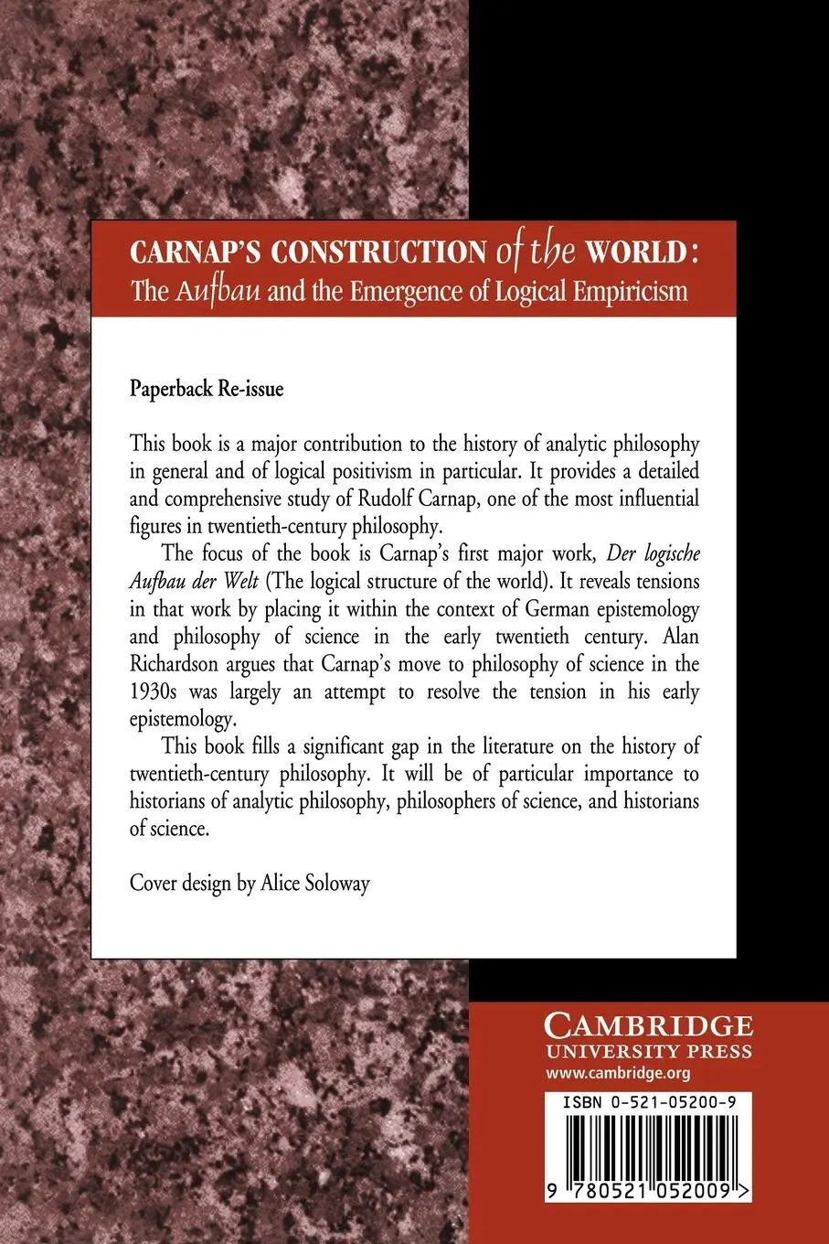 Rückseite: 9780521052009 | Carnap's Construction of the World | Alan W. Richardson | Taschenbuch