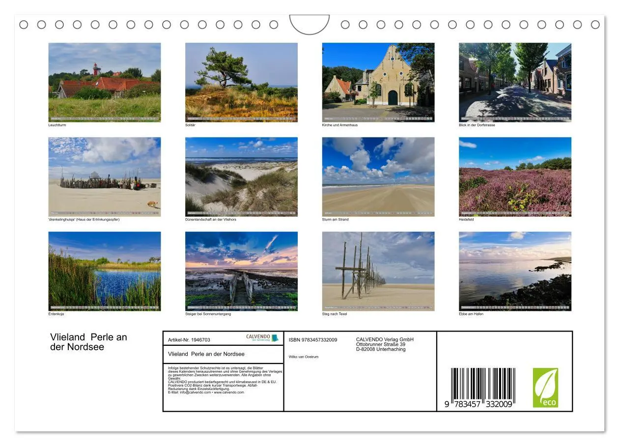 Bild: 9783457332009 | Vlieland Perle an der Nordsee (Wandkalender 2026 DIN A4 quer),...