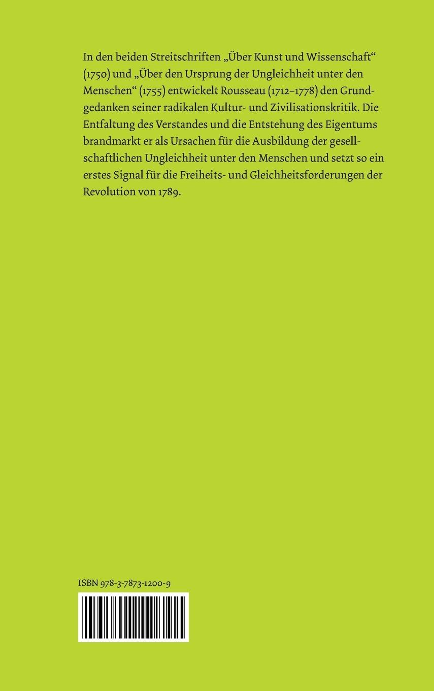 Rückseite: 9783787312009 | Schriften zur Kulturkritik | Jean J Rousseau | Buch | 468 S. | Deutsch