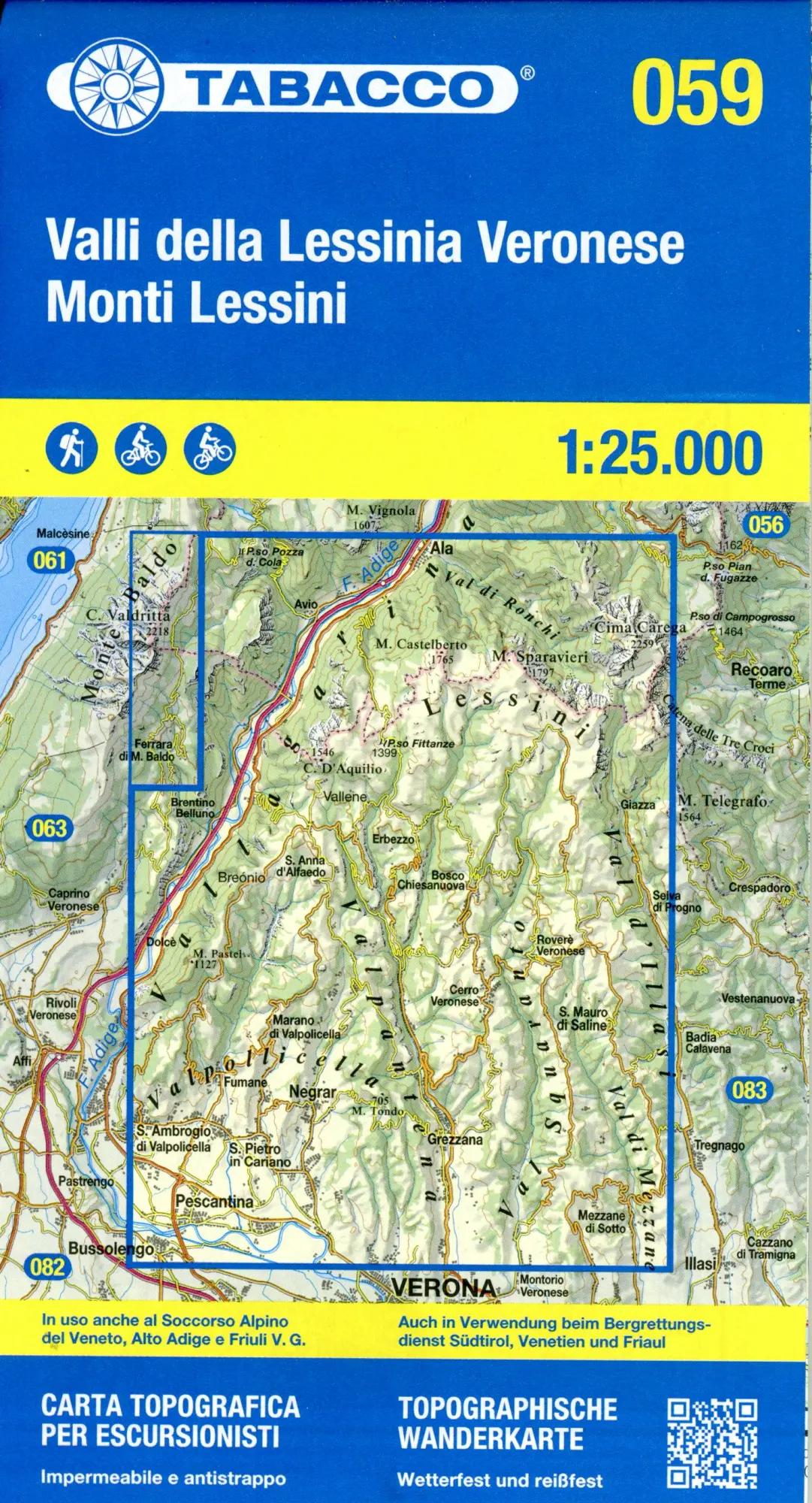 Cover: 9788883152009 | 59 Monti Lessini | 1:25000 | (Land-)Karte | Gefalzt | Deutsch | 2025