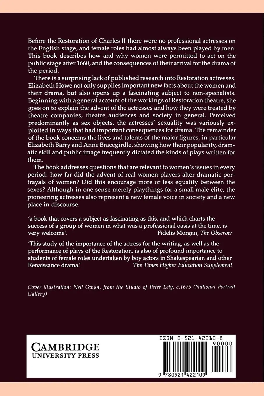 Rückseite: 9780521422109 | The First English Actresses | Women and Drama 1660-1700 | Howe | Buch