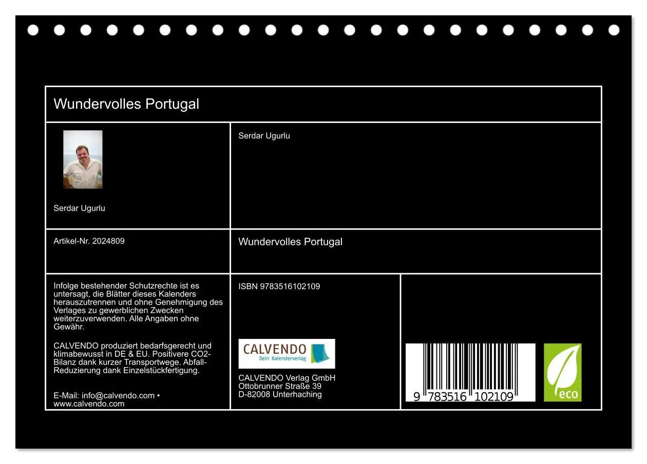 Bild: 9783516102109 | Wundervolles Portugal (Tischkalender 2026 DIN A5 quer), CALVENDO...