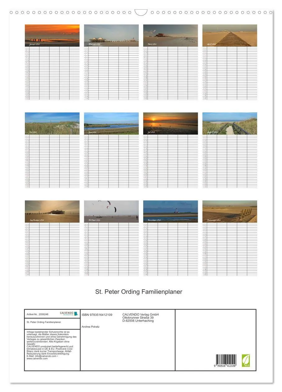 Bild: 9783516412109 | St. Peter Ording Familienplaner (Wandkalender 2026 DIN A2 hoch),...