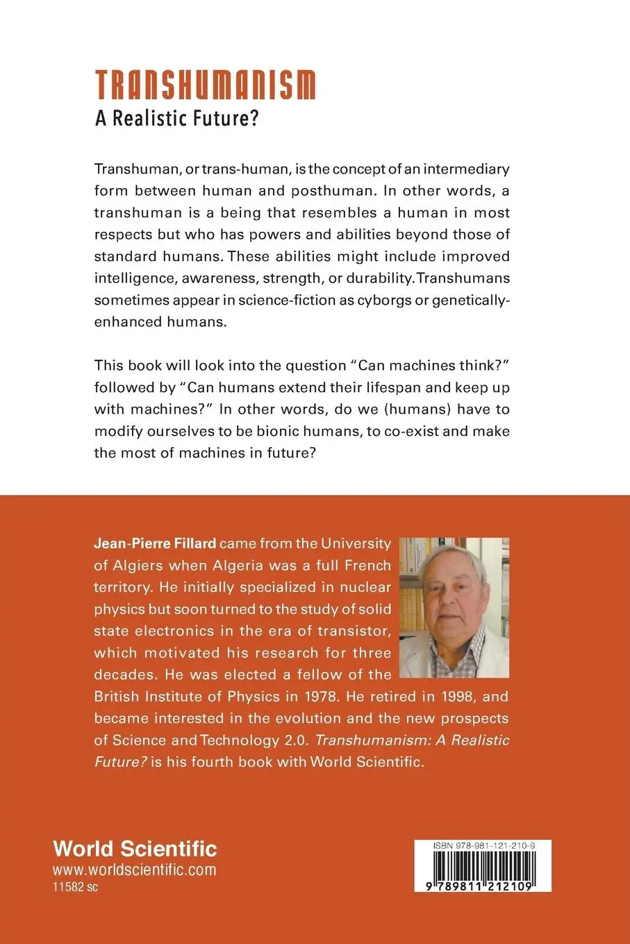 Rückseite: 9789811212109 | TRANSHUMANISM | A REALISTIC FUTURE? | Jean-Pierre Fillard | Buch