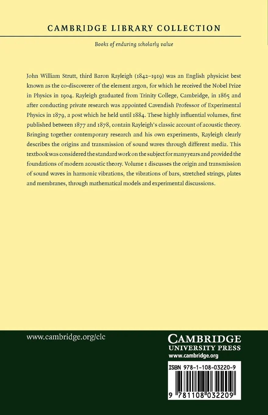 Rückseite: 9781108032209 | The Theory of Sound - Volume 1 | John William Strutt (u. a.) | Buch