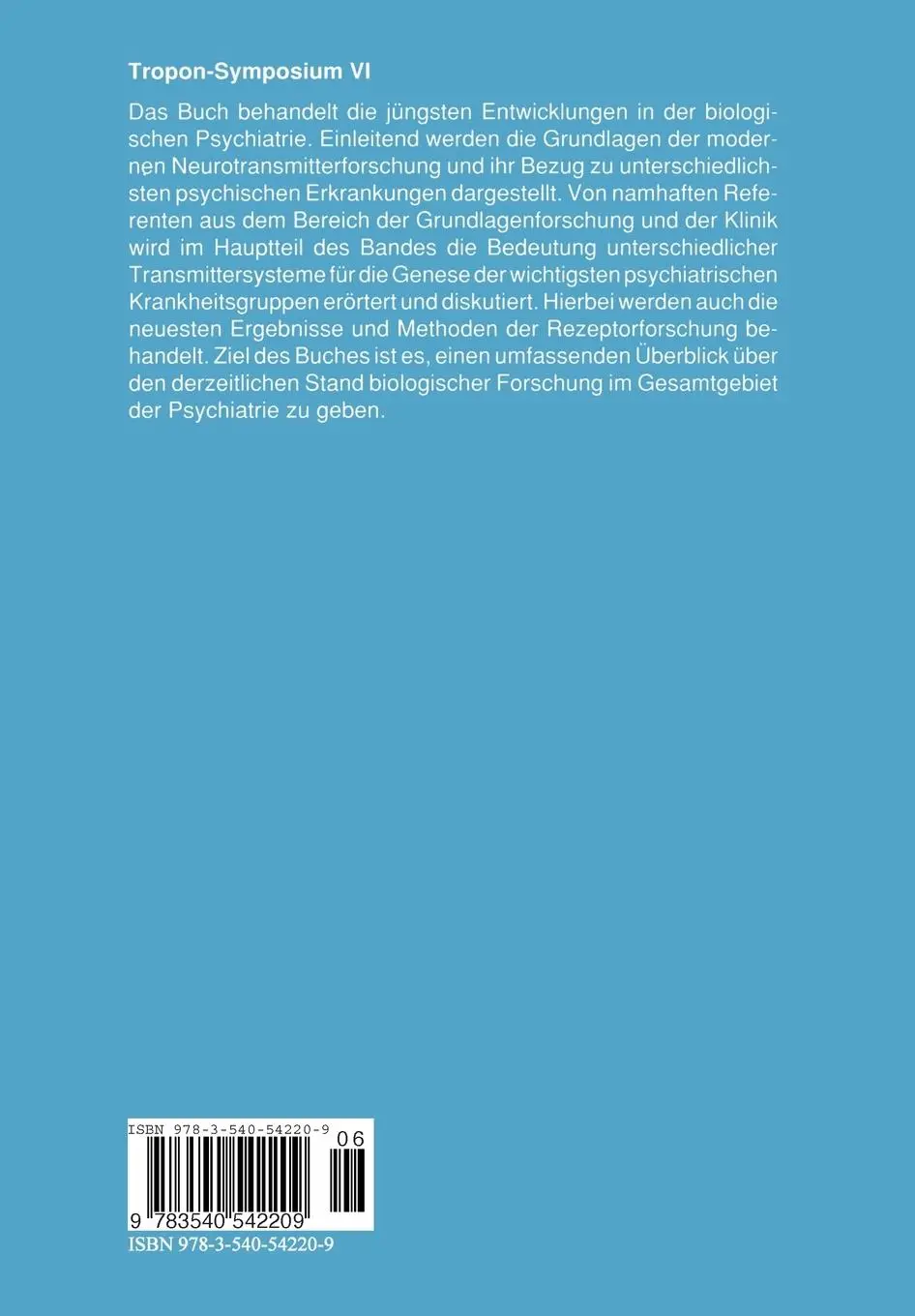 Rückseite: 9783540542209 | Neurotransmitter und psychische Erkrankungen | Osterheider (u. a.)