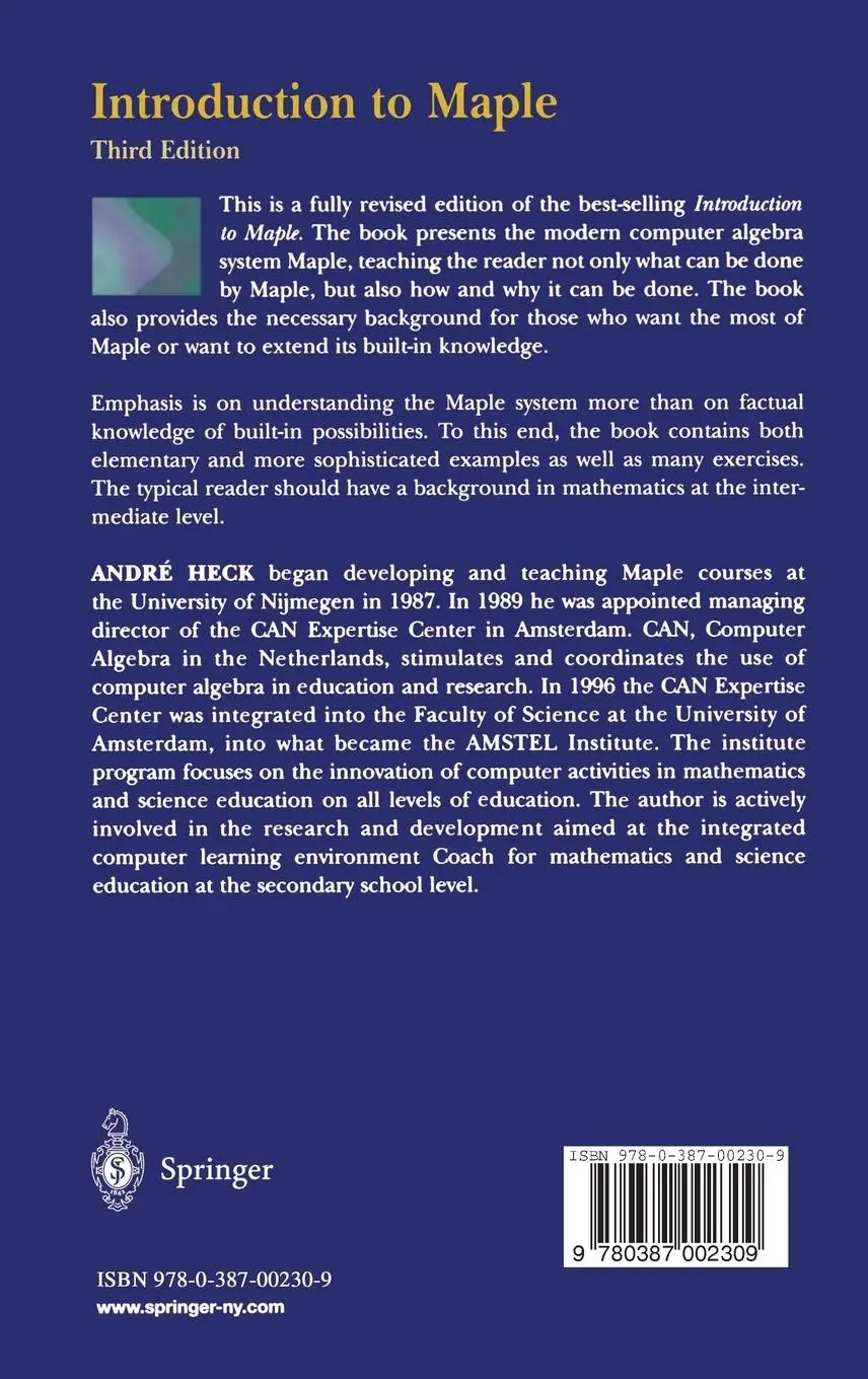 Rückseite: 9780387002309 | Introduction to Maple | Andre Heck | Buch | xvi | Englisch | 2003
