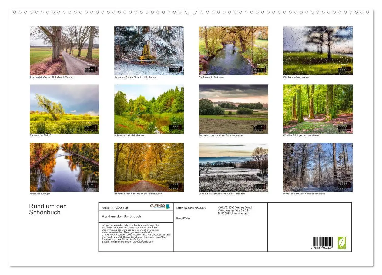 Bild: 9783457922309 | Rund um den Schönbuch (Wandkalender 2026 DIN A2 quer), CALVENDO...
