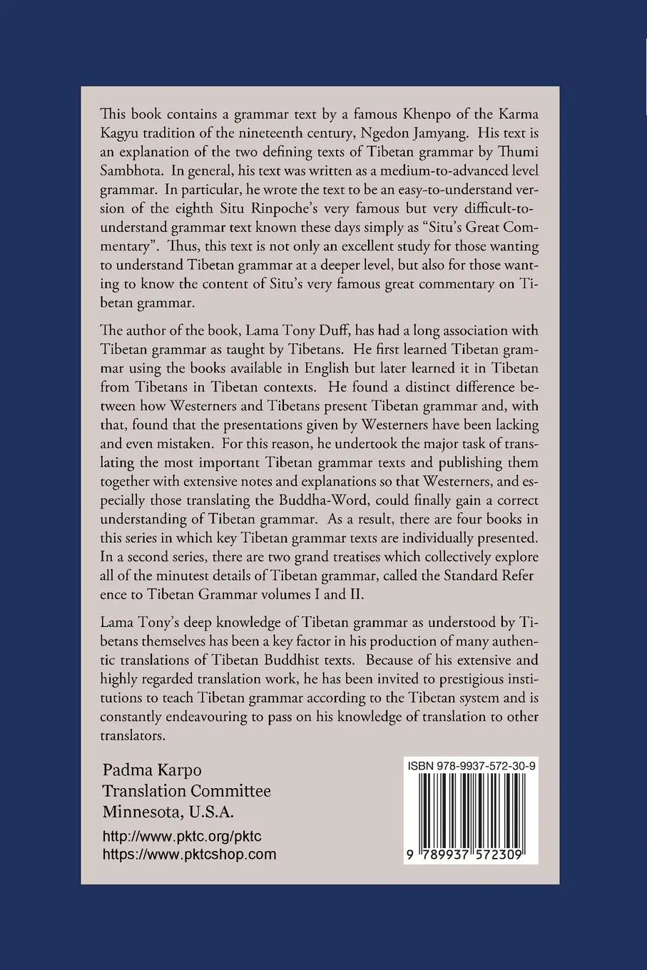 Rückseite: 9789937572309 | Tibetan Grammar | Tony Duff | Taschenbuch | Kartoniert / Broschiert