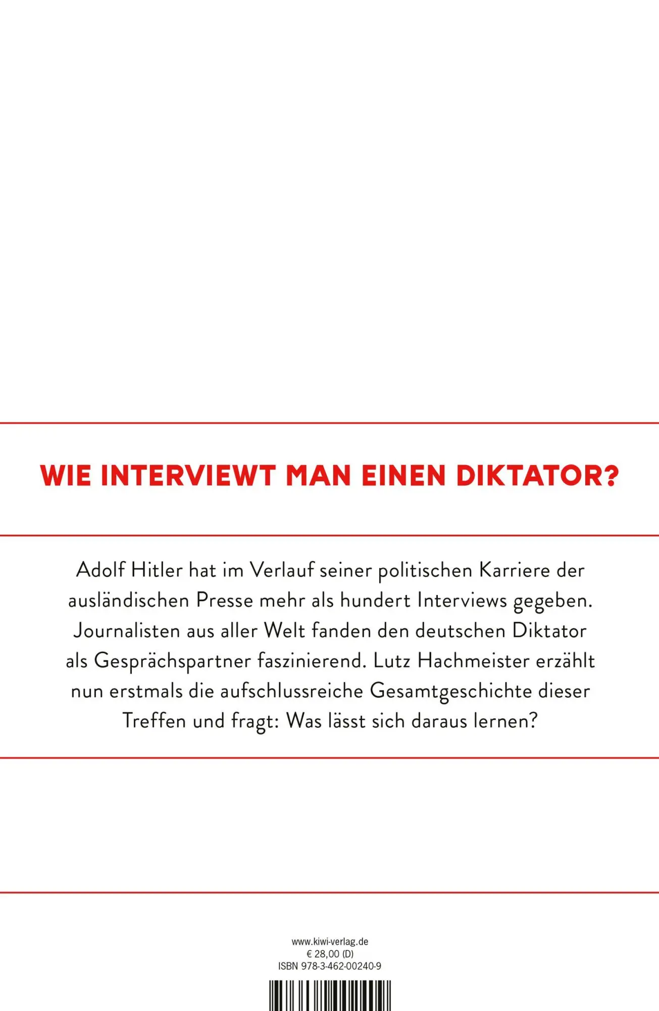 Rückseite: 9783462002409 | Hitlers Interviews | Lutz Hachmeister | Buch | 384 S. | Deutsch | 2024